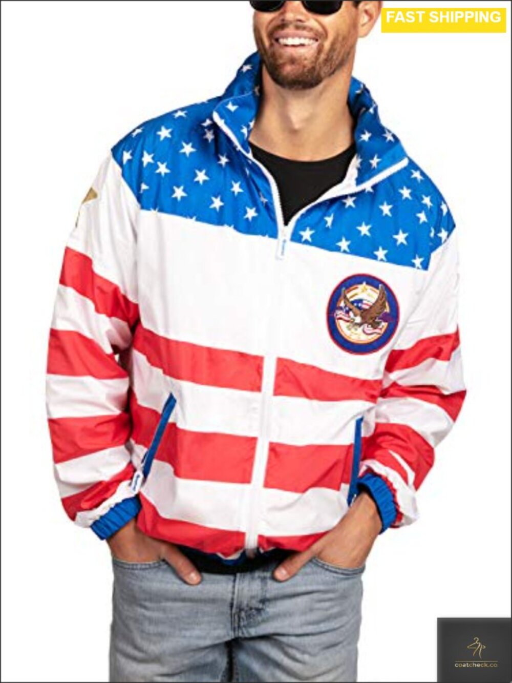 Tipsy Elves Retro 80s 90s Hooded Windbreaker Jacket Lightweight Zip Up